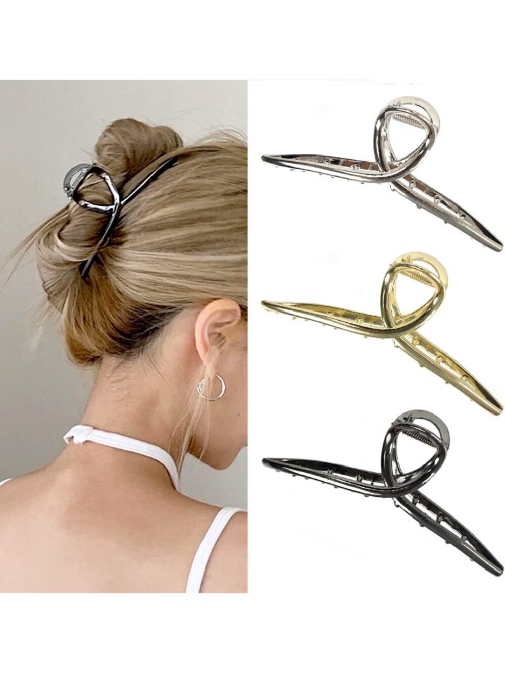 Large Metal Butterfly Hair Clips for Women - 3 Pcs, Perfect for Thick Hair